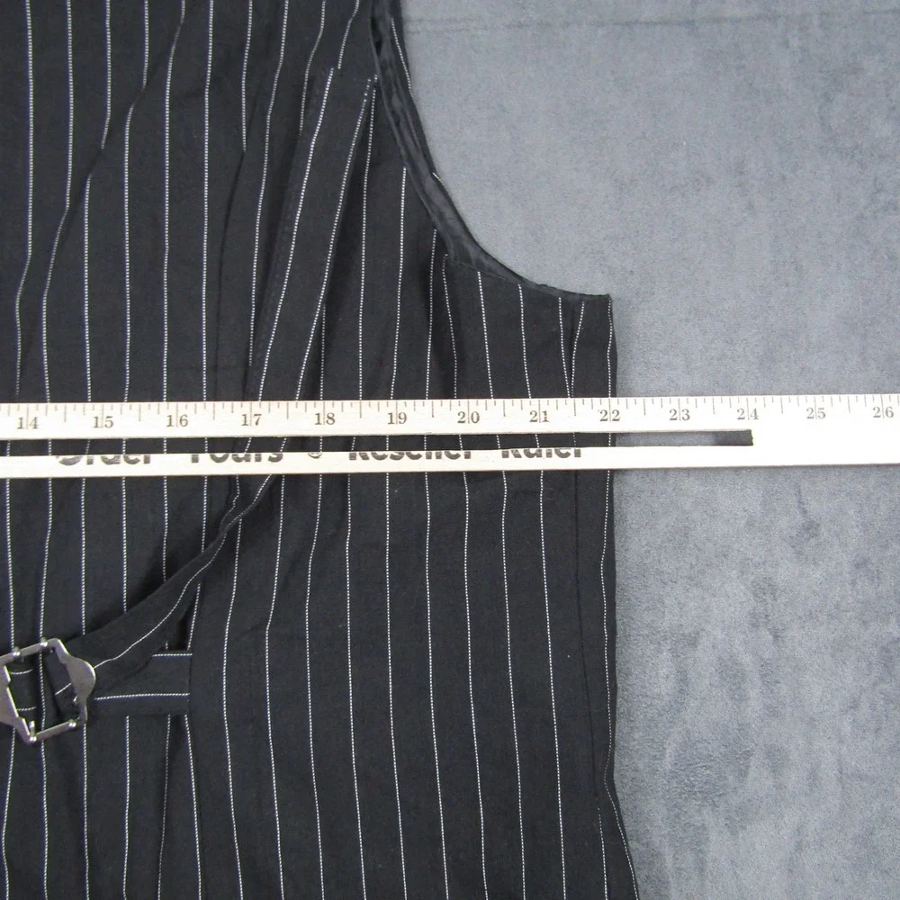 Pinstripe Vest Mens XL Black White Formal Waistcoat Adjustable Back Wedding